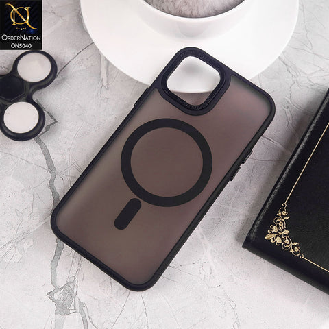 iPhone 12 Cover - Black - Magnetic Collection Color Matte Semi Transparent Soft Border Magsafe Case