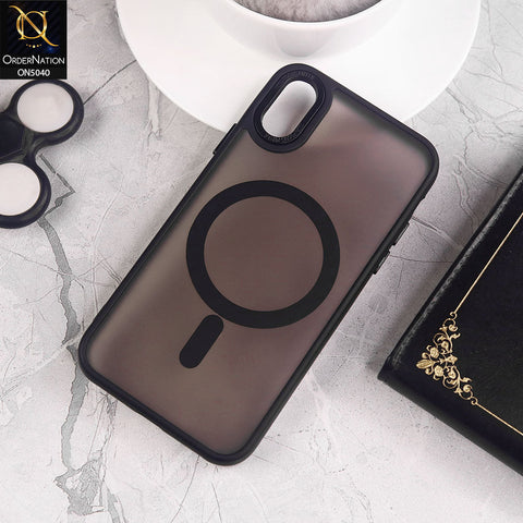 iPhone XS / X Cover - Black - Magnetic Collection Color Matte Semi Transparent Soft Border Magsafe Case