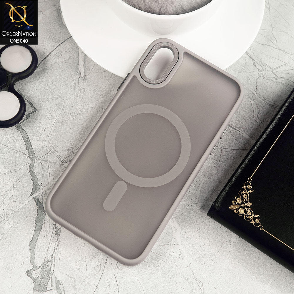 iPhone XS / X Cover - Gray - Magnetic Collection Color Matte Semi Transparent Soft Border Magsafe Case