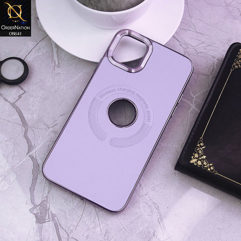 iPhone 12 Cover - Purple - Wireless Charging Magnetic Sheet Electroplating Borders Leather Shockproof Soft Case