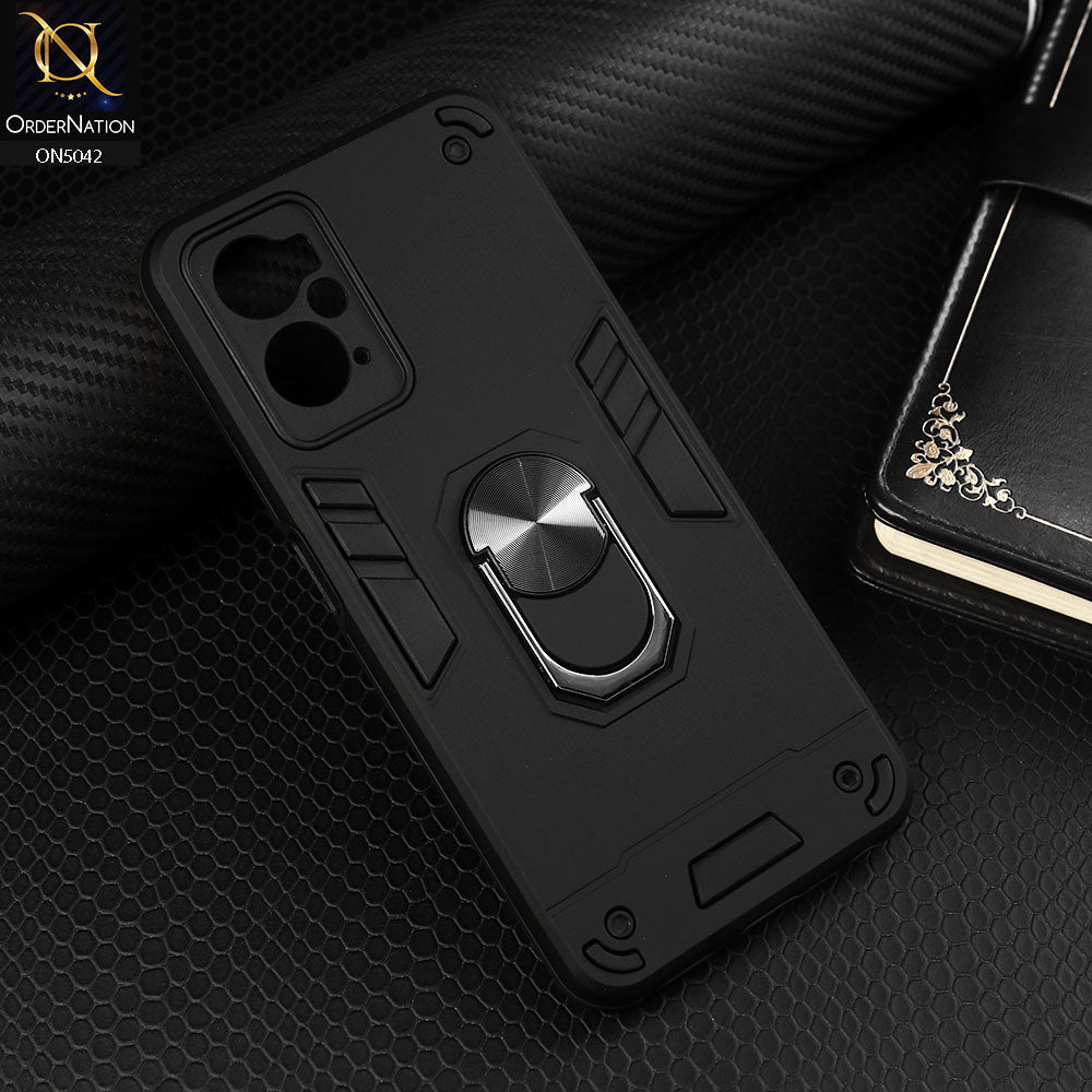 Oppo K10 Cover - Black - New Dual PC + TPU Hybrid Style Protective Soft Border Case With Kickstand Holder