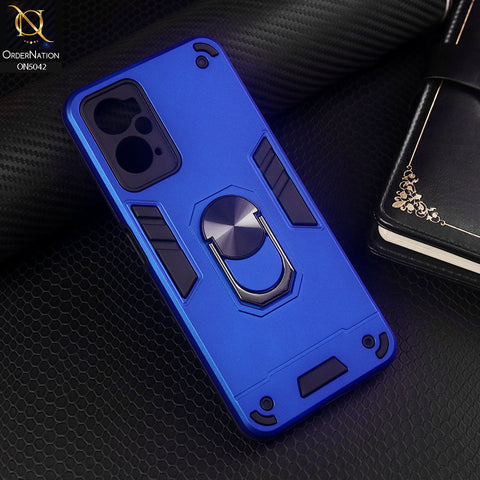 Oppo A36 Cover - Blue - New Dual PC + TPU Hybrid Style Protective Soft Border Case With Kickstand Holder