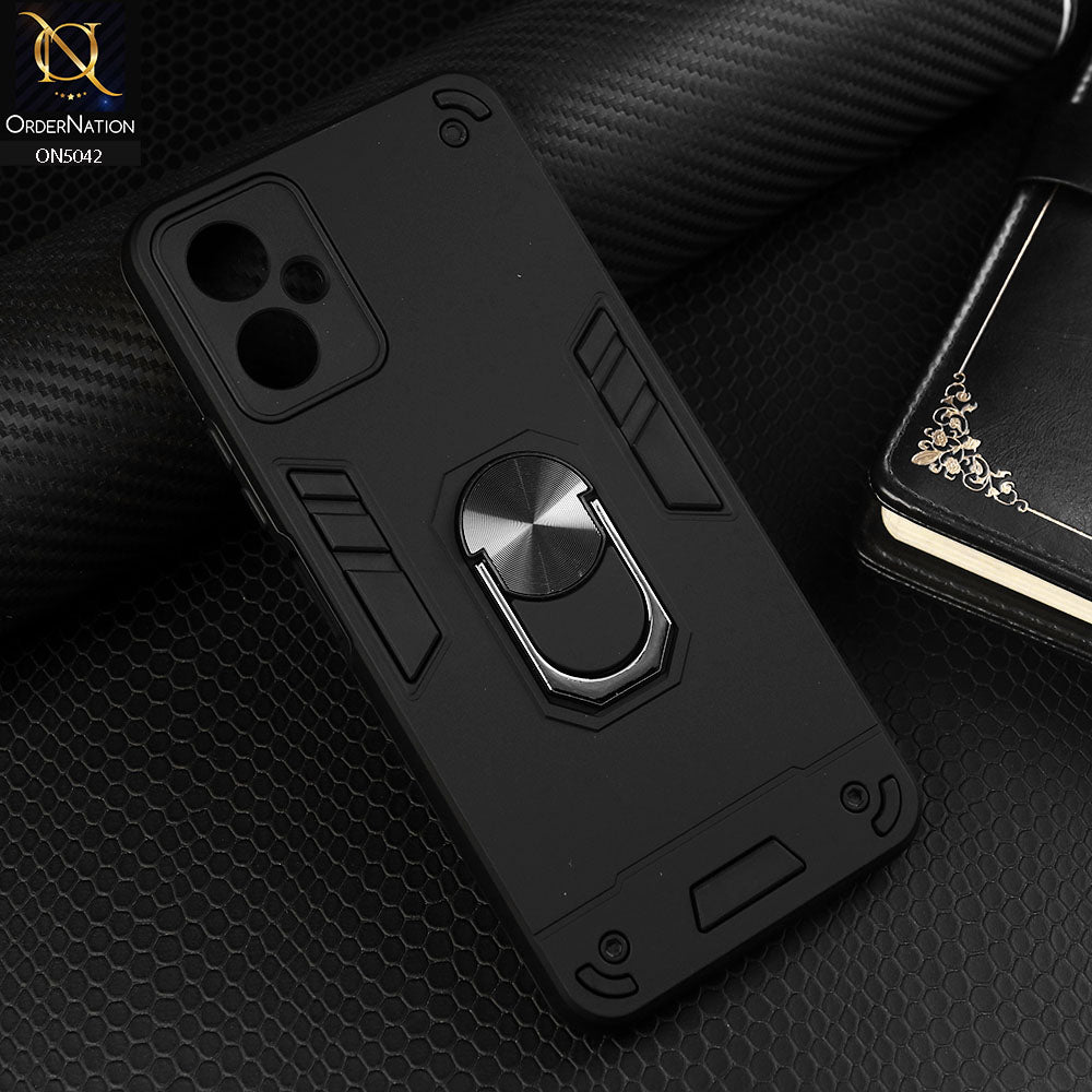 Tecno Camon 19 Neo Cover - Black - New Dual PC + TPU Hybrid Style Protective Soft Border Case With Kickstand Holder