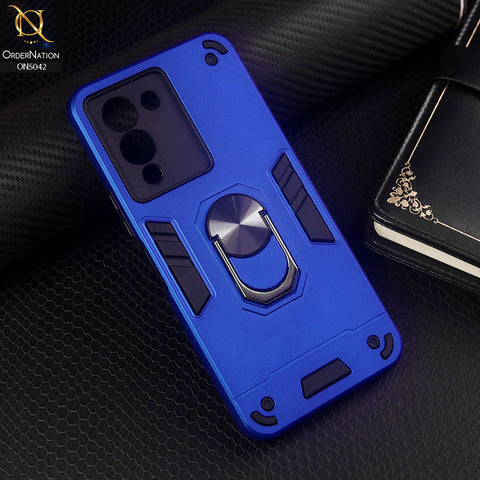 Infinix Note 12 G96 Cover - Blue - New Dual PC + TPU Hybrid Style Protective Soft Border Case With Kickstand Holder