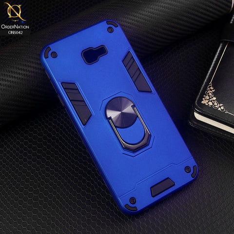 Samsung Galaxy J4 Plus Cover - Blue - New Dual PC + TPU Hybrid Style Protective Soft Border Case With Kickstand Holder