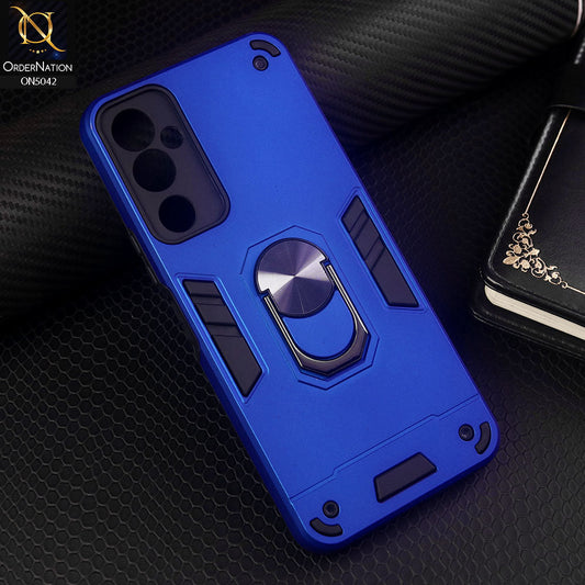 Tecno Pova Neo 2 Cover - Blue - New Dual PC + TPU Hybrid Style Protective Soft Border Case With Kickstand Holder