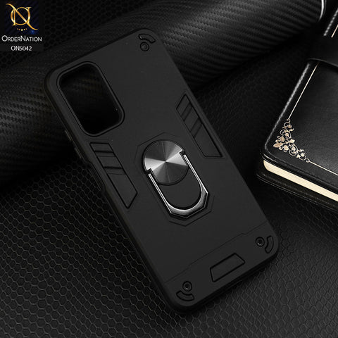 Xiaomi Redmi Note 9 4G Cover - Black - New Dual PC + TPU Hybrid Style Protective Soft Border Case With Kickstand Holder