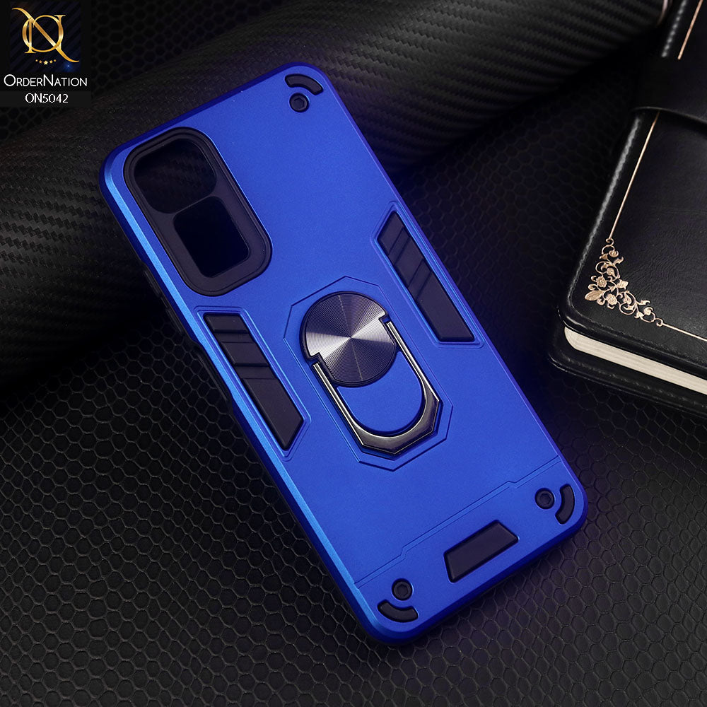 Xiaomi Redmi Note 12S Cover - Blue - New Dual PC + TPU Hybrid Style Protective Soft Border Case With Kickstand Holder