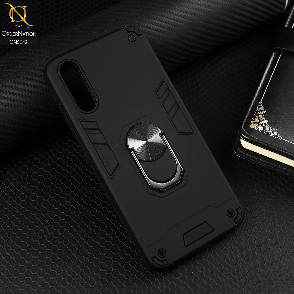 Vivo S1 Cover - Black - New Dual PC + TPU Hybrid Style Protective Soft Border Case With Kickstand Holder
