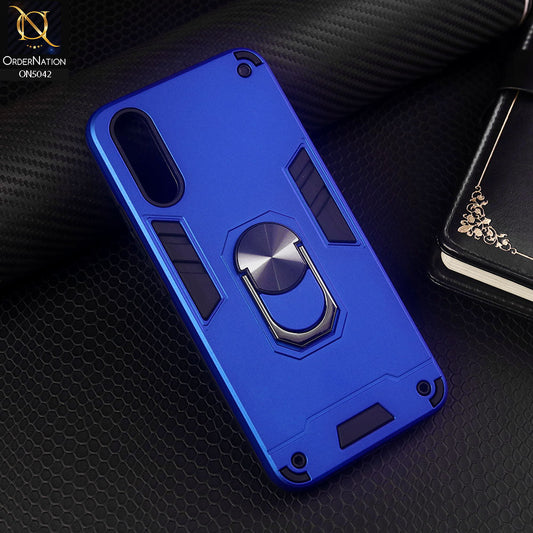 Vivo S1 Cover - Blue - New Dual PC + TPU Hybrid Style Protective Soft Border Case With Kickstand Holder