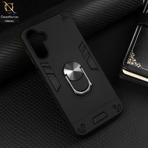 Samsung Galaxy A13 5G Cover - Black - New Dual PC + TPU Hybrid Style Protective Soft Border Case With Kickstand Holder