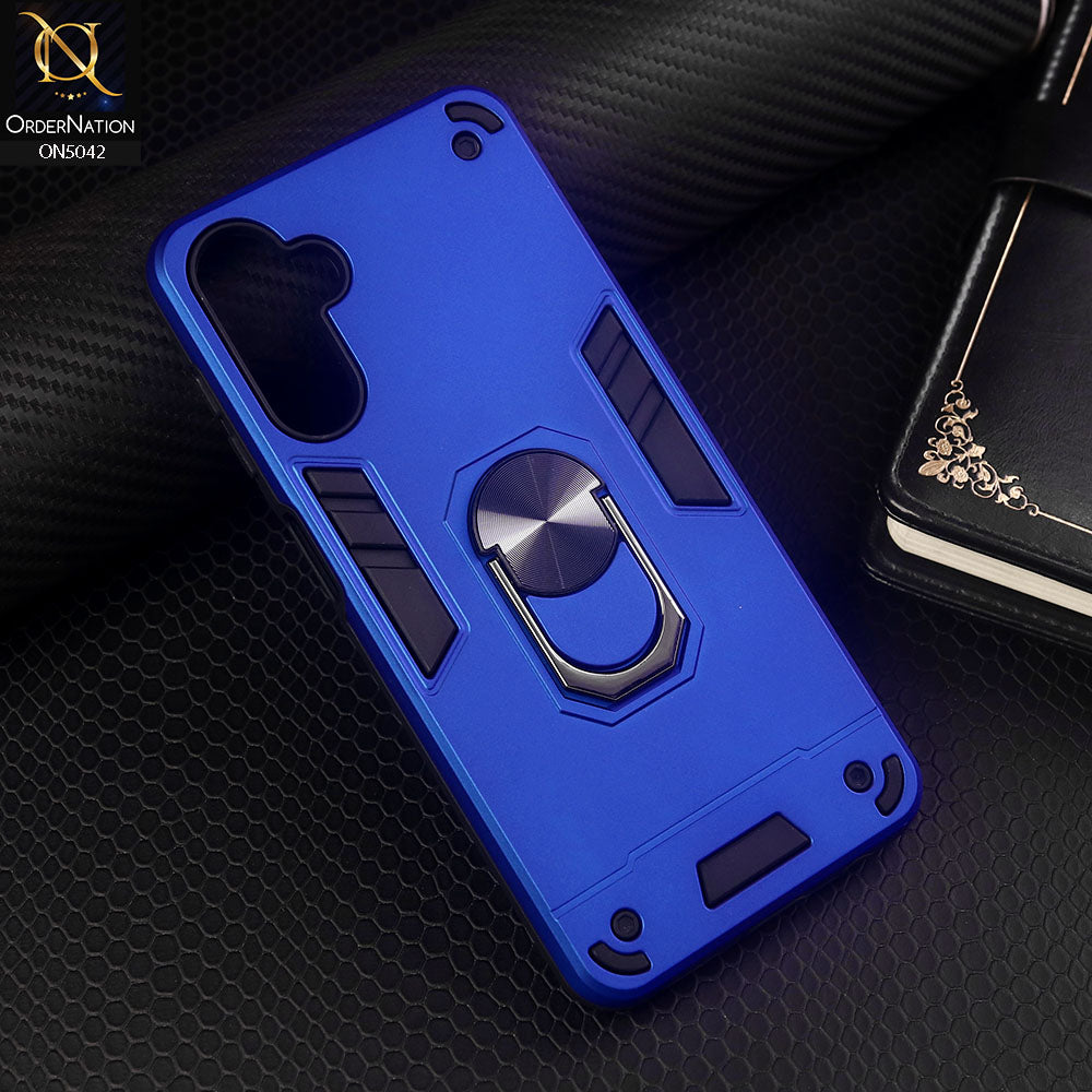 Samsung Galaxy A13 5G Cover - Blue - New Dual PC + TPU Hybrid Style Protective Soft Border Case With Kickstand Holder