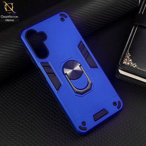 Samsung Galaxy A13 5G Cover - Blue - New Dual PC + TPU Hybrid Style Protective Soft Border Case With Kickstand Holder