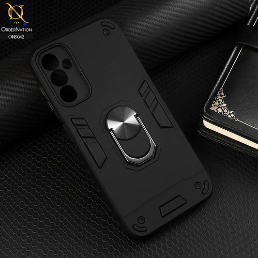 Samsung Galaxy A14 Cover - Black - New Dual PC + TPU Hybrid Style Protective Soft Border Case With Kickstand Holder