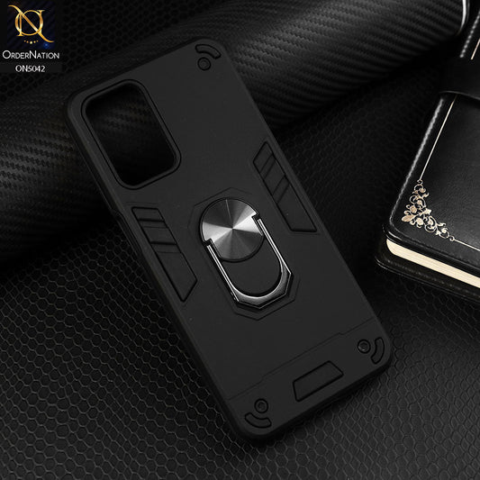 Oppo A54 4G Cover - Black - New Dual PC + TPU Hybrid Style Protective Soft Border Case With Kickstand Holder