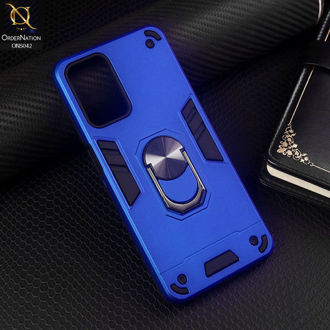 Oppo A54 4G Cover - Blue - New Dual PC + TPU Hybrid Style Protective Soft Border Case With Kickstand Holder