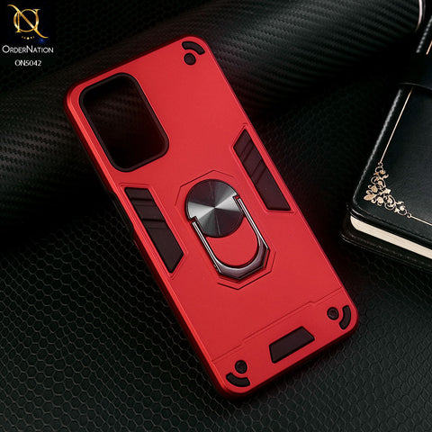 Oppo A54 4G Cover - Red - New Dual PC + TPU Hybrid Style Protective Soft Border Case With Kickstand Holder