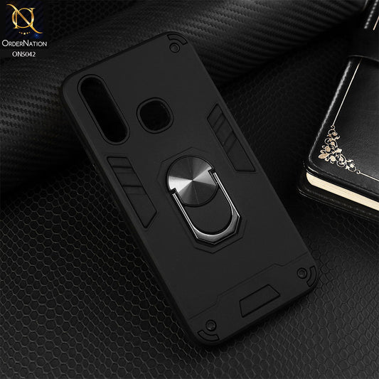 Vivo Y17 Cover - Black - New Dual PC + TPU Hybrid Style Protective Soft Border Case With Kickstand Holder