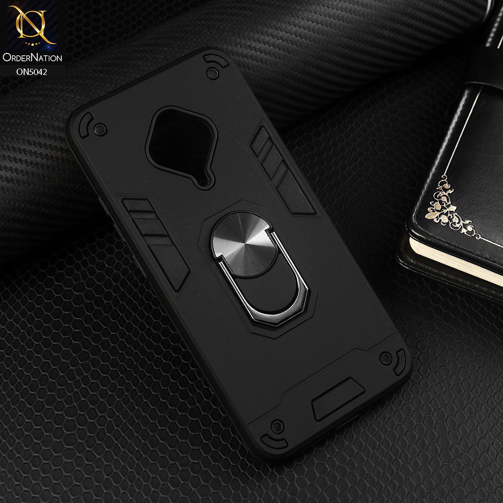 Vivo S1 Pro Cover - Black - New Dual PC + TPU Hybrid Style Protective Soft Border Case With Kickstand Holder