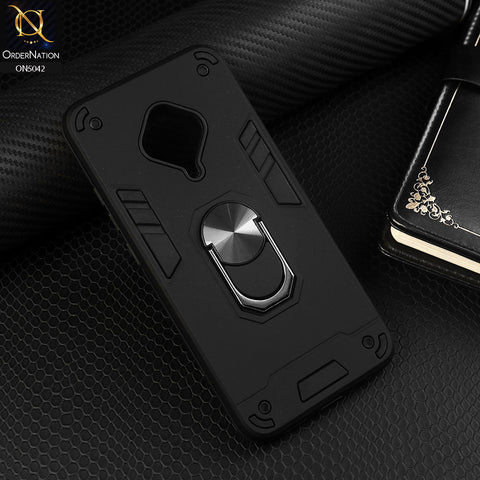Vivo S1 Pro Cover - Black - New Dual PC + TPU Hybrid Style Protective Soft Border Case With Kickstand Holder