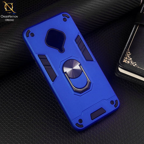 Vivo S1 Pro Cover - Blue - New Dual PC + TPU Hybrid Style Protective Soft Border Case With Kickstand Holder