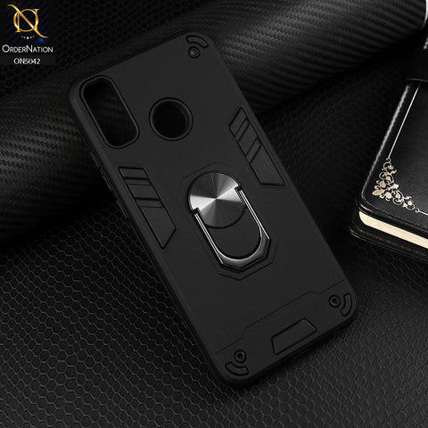 Huawei Y9 2019 Cover - Black - New Dual PC + TPU Hybrid Style Protective Soft Border Case With Kickstand Holder