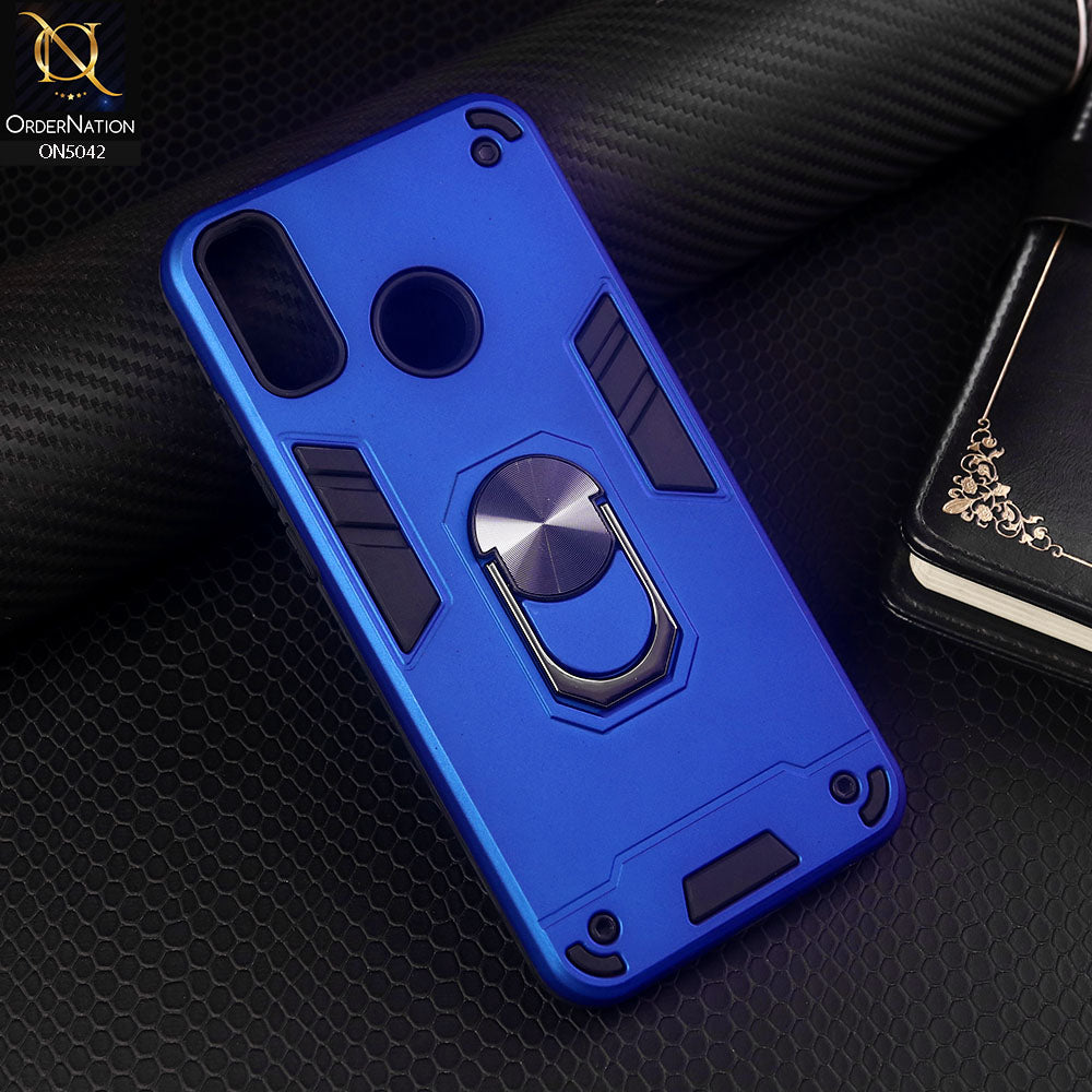 Huawei Y9 2019 Cover - Blue - New Dual PC + TPU Hybrid Style Protective Soft Border Case With Kickstand Holder