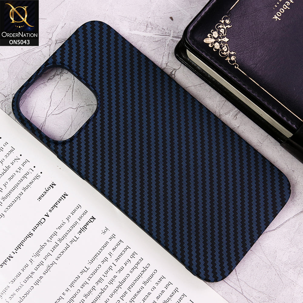 iPhone 13 Pro Max - Blue - Carbon Series - Carbon Fiber Protective Shell Hard Case