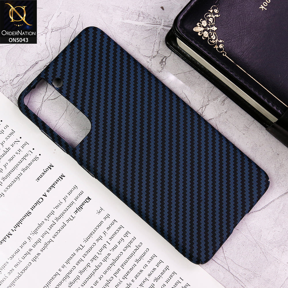 Samsung Galaxy S21 5G - Blue - Carbon Series - Carbon Fiber Protective Shell Hard Case