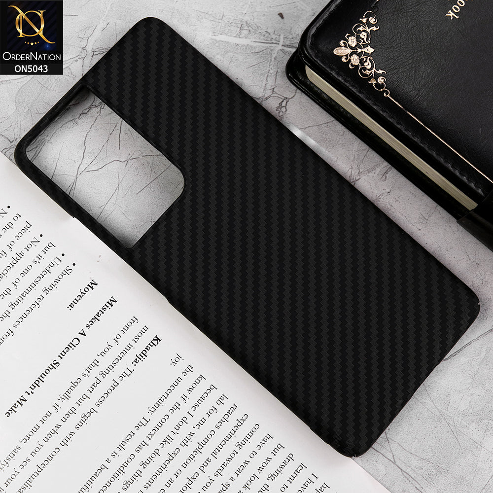 Samsung Galaxy S21 Ultra 5G - Black - Carbon Series - Carbon Fiber Protective Shell Hard Case