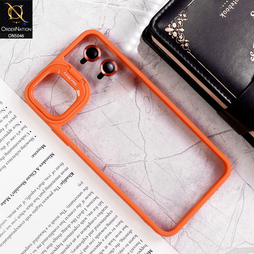 iPhone 11 Cover - Orange - Trendy Case Pro Classic Camera Stand Soft Case With Camera Ring Protectors