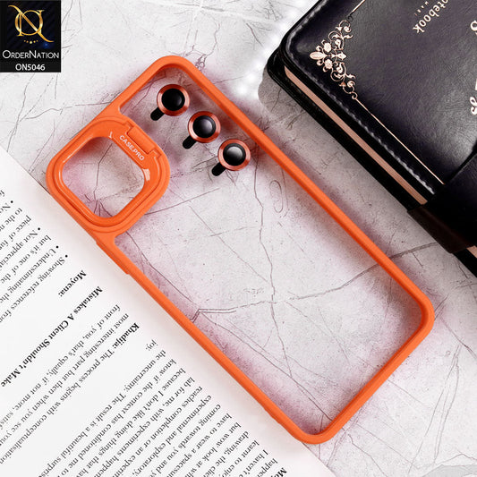 iPhone 11 Pro Cover - Orange - Trendy Case Pro Classic Camera Stand Soft Case With Camera Ring Protectors