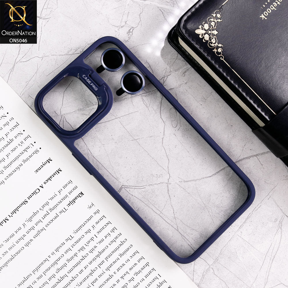 iPhone 14 Cover - Blue - Trendy Case Pro Classic Camera Stand Soft Case With Camera Ring Protectors