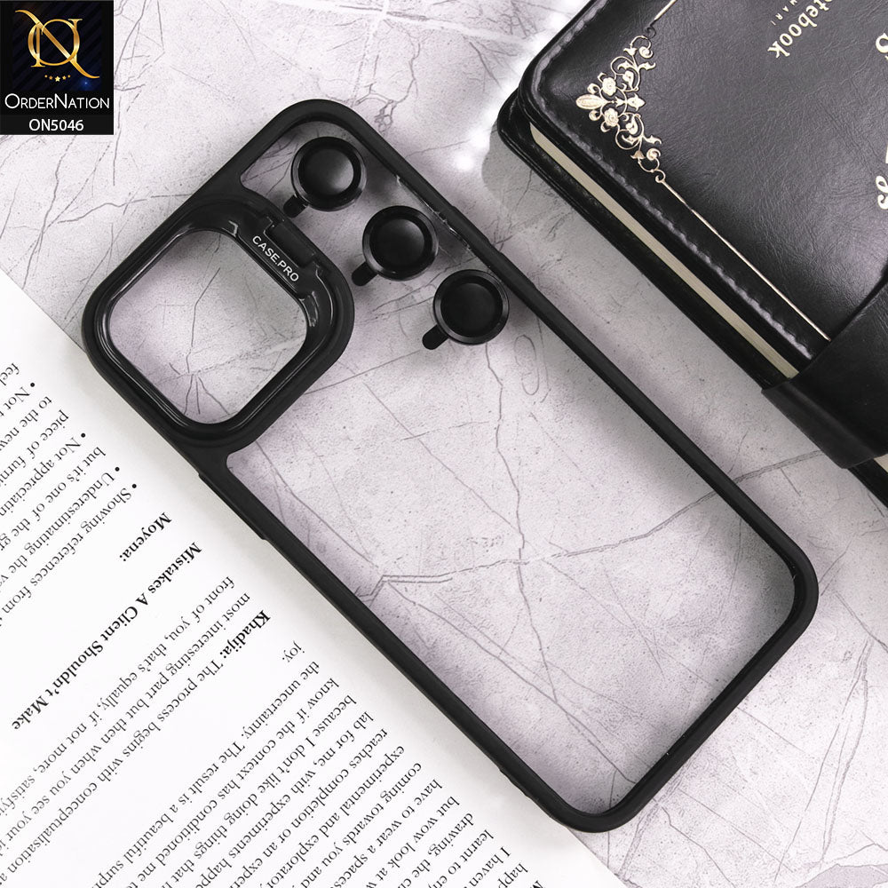 iPhone 15 Pro Max Cover - Black - Trendy Case Pro Classic Camera Stand Soft Case With Camera Ring Protectors