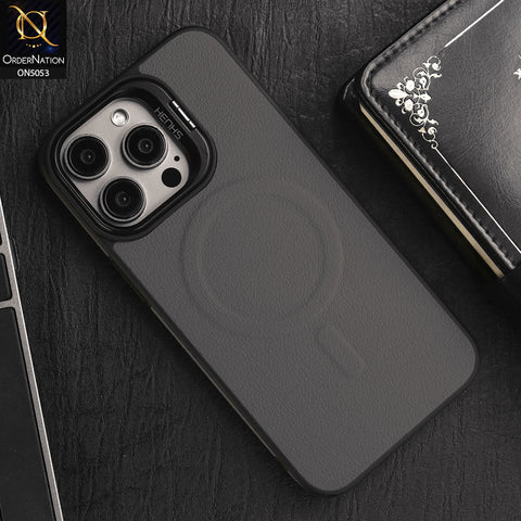 iPhone 15 Pro Max Cover - Gray - Henks Primo Series - Magsafe Leather Soft TPU Borders Case