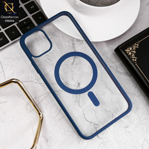 iPhone 11 Pro Cover - Navy Blue - New Clear Transparent Back Magnetic Magsafe Candy Color Soft Borders Case