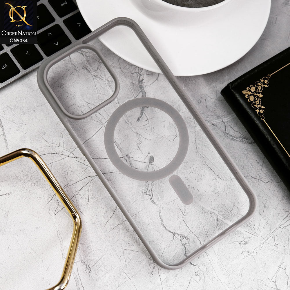 iPhone 13 Pro Max Cover - Natural Titanium - New Clear Transparent Back Magnetic Magsafe Candy Color Soft Borders Case