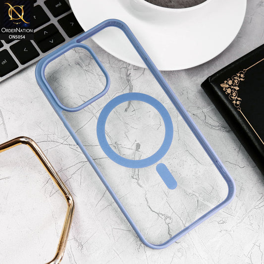 iPhone 13 Pro Max Cover - Sierra Blue - New Clear Transparent Back Magnetic Magsafe Candy Color Soft Borders Case