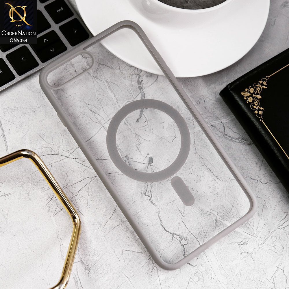 iPhone 8 Plus / 7 Plus Cover - Natural Titanium - New Clear Transparent Back Magnetic Magsafe Candy Color Soft Borders Case
