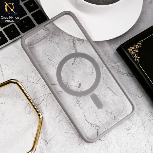 iPhone 8 Plus / 7 Plus Cover - Natural Titanium - New Clear Transparent Back Magnetic Magsafe Candy Color Soft Borders Case