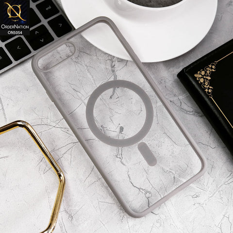iPhone 8 Plus / 7 Plus Cover - Natural Titanium - New Clear Transparent Back Magnetic Magsafe Candy Color Soft Borders Case