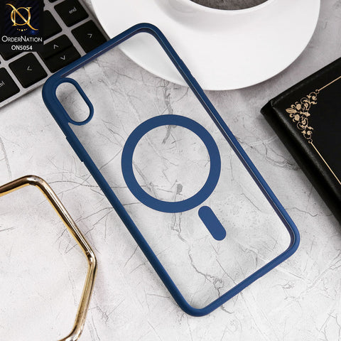 iPhone XS / X Cover - Navy Blue - New Clear Transparent Back Magnetic Magsafe Candy Color Soft Borders Case