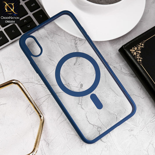 iPhone XS Max Cover - Navy Blue - New Clear Transparent Back Magnetic Magsafe Candy Color Soft Borders Case