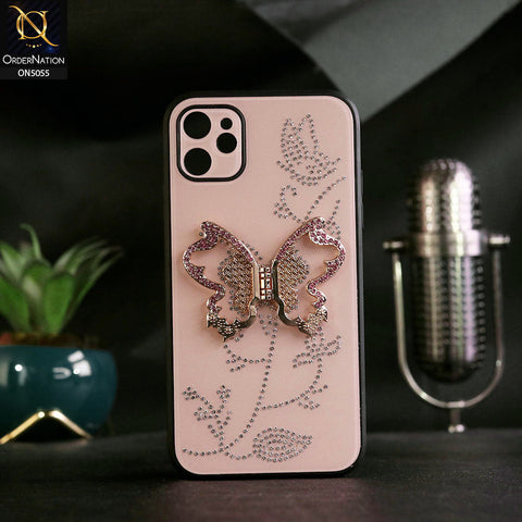iPhone 11 Cover - Golden - Tybomb Cute Shiny Rhinestones Butterfly Holder Stand Soft Borders Case