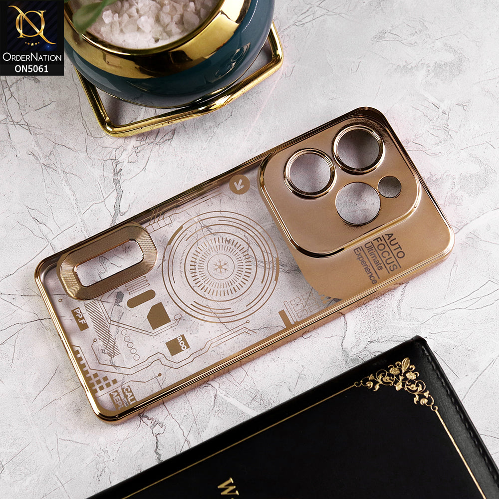 Infinix Hot 40 Pro Cover - Golden - New Design Electroplating Soft TPU Cases With Camera Protection