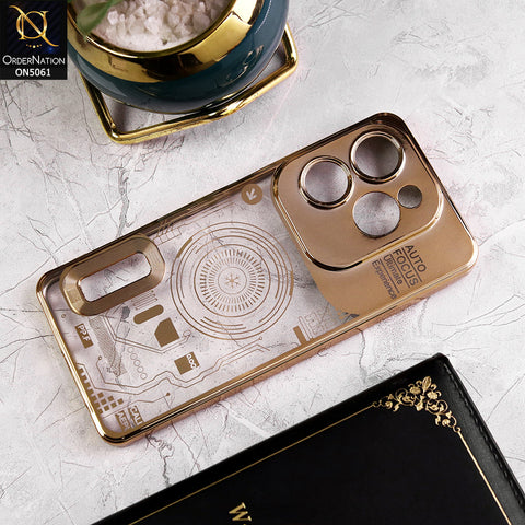Infinix Hot 40 Pro Cover - Golden - New Design Electroplating Soft TPU Cases With Camera Protection
