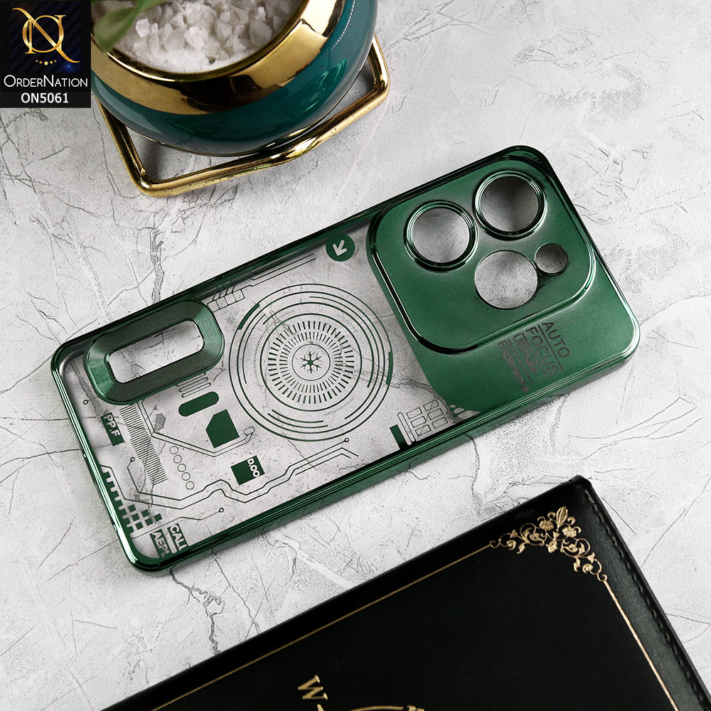 Infinix Hot 40 Pro Cover - Green - New Design Electroplating Soft TPU Cases With Camera Protection