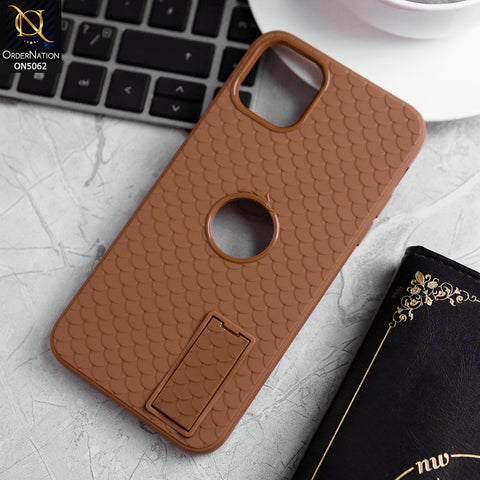 iPhone 11 Pro Max Cover - Brown - J-Case Dragon Fins Series - Soft TPU Protective Case With Kickstand Holder
