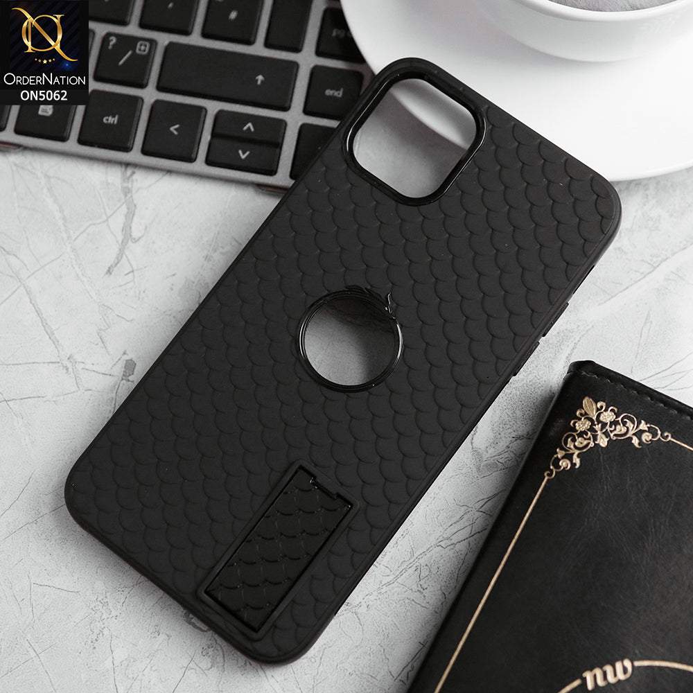 iPhone 12 Cover - Black - J-Case Dragon Fins Series - Soft TPU Protective Case With Kickstand Holder