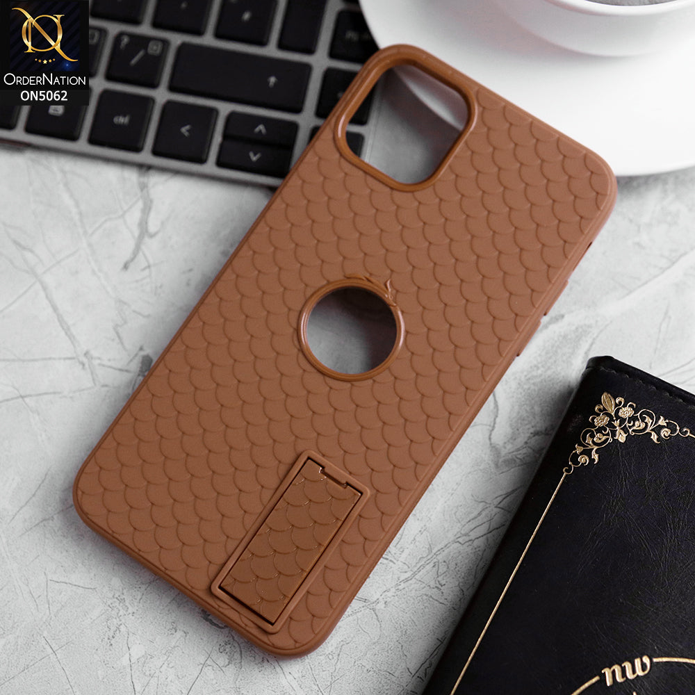 iPhone 12 Pro Cover - Brown - J-Case Dragon Fins Series - Soft TPU Protective Case With Kickstand Holder